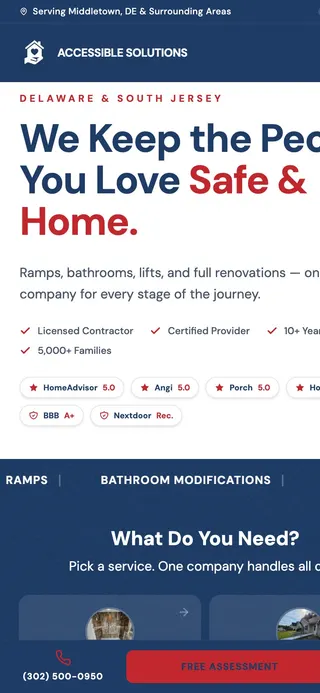 Accessible Solutions homepage on a phone