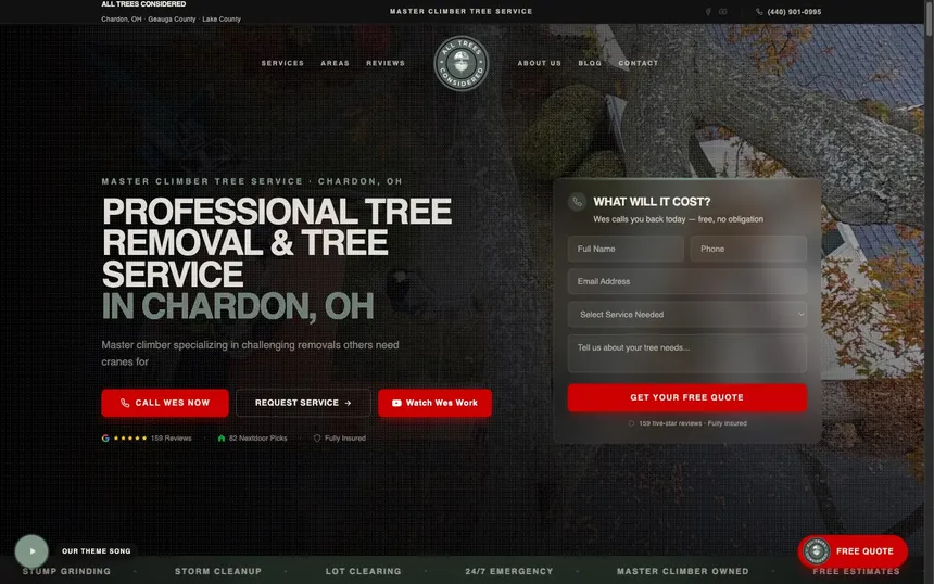 All Trees Considered homepage on desktop