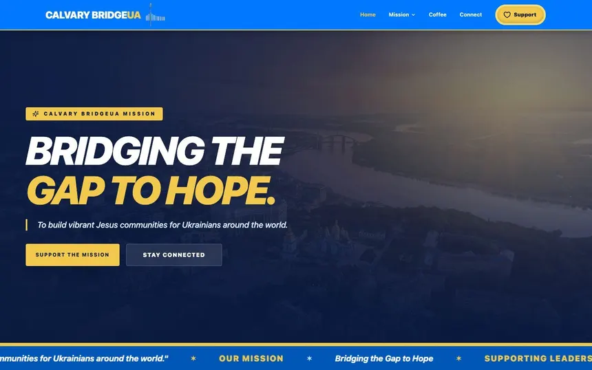 Calvary BridgeUA homepage on desktop
