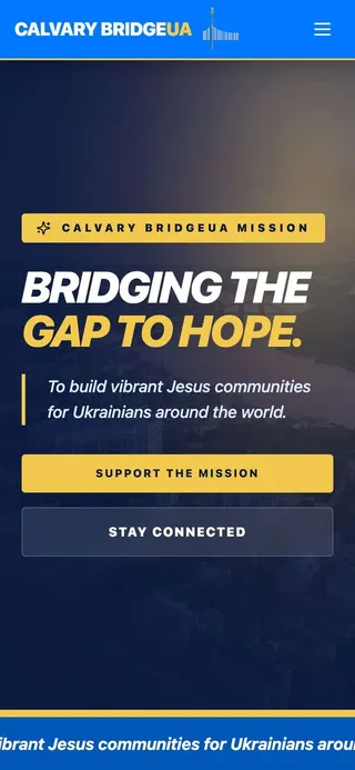 Calvary BridgeUA homepage on a phone
