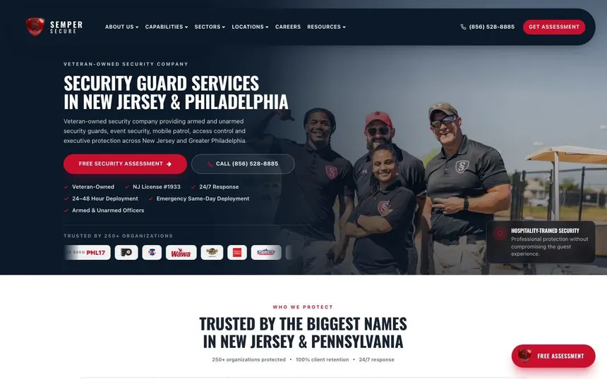 Semper Secure homepage on desktop