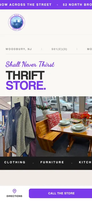 SNTM Thrift Store homepage on a phone