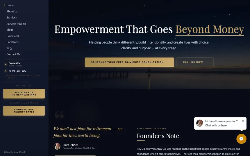 Dawn O’Brien homepage on desktop
