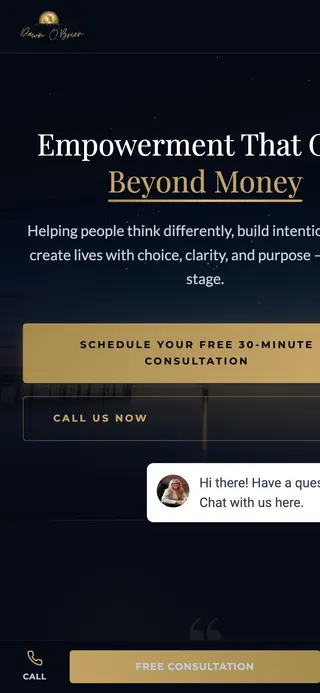 Dawn O’Brien homepage on a phone