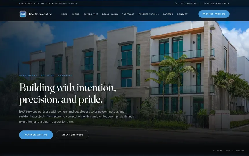 EAJ Services Inc. homepage on desktop