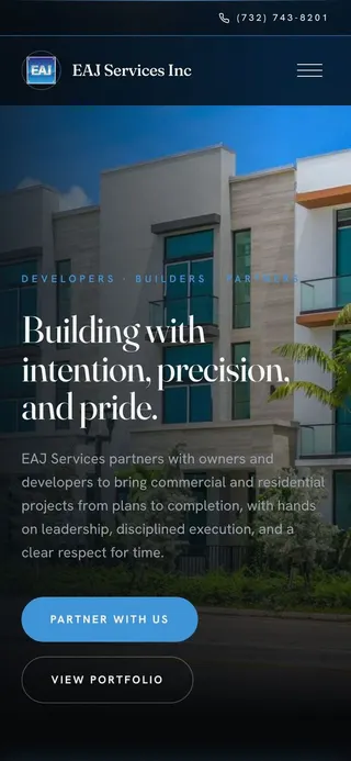 EAJ Services Inc. homepage on a phone