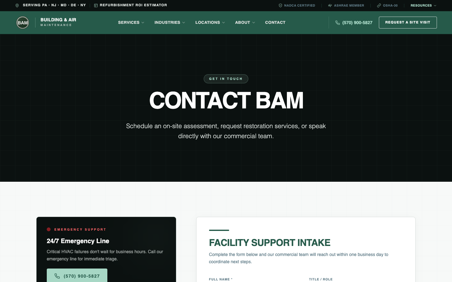 BAM Contact page