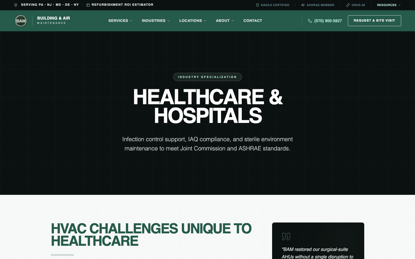 BAM Healthcare industry page