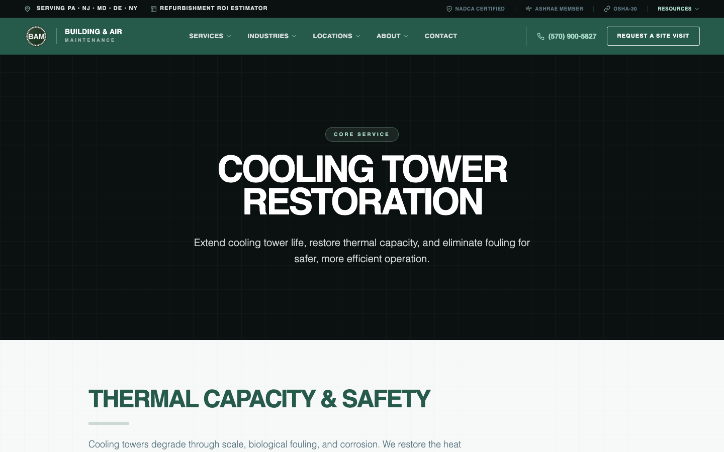 BAM Cooling Tower Restoration service page