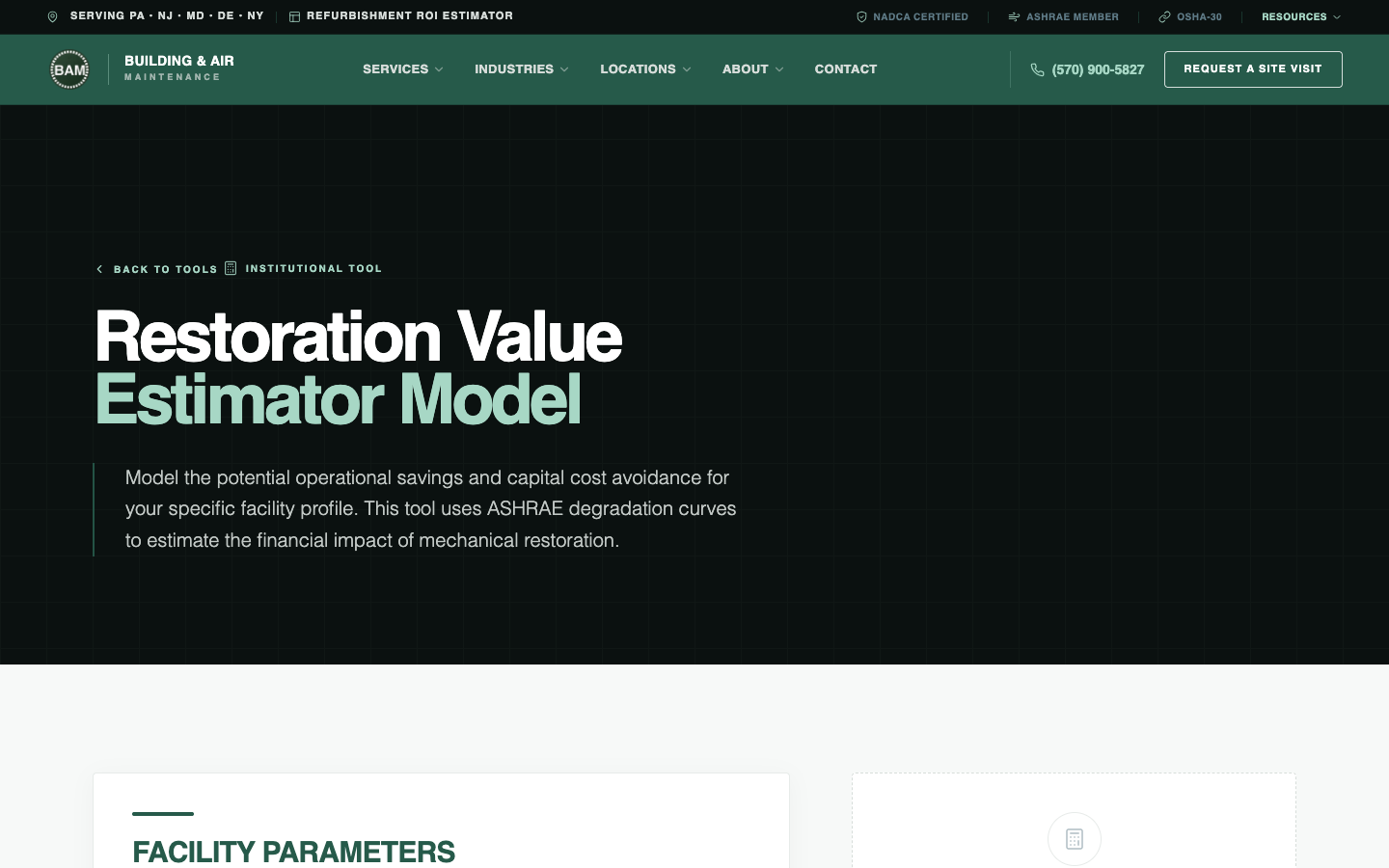 BAM Restoration Value Estimator tool