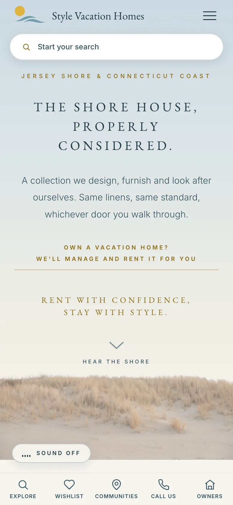 Style Vacation Homes website on a phone