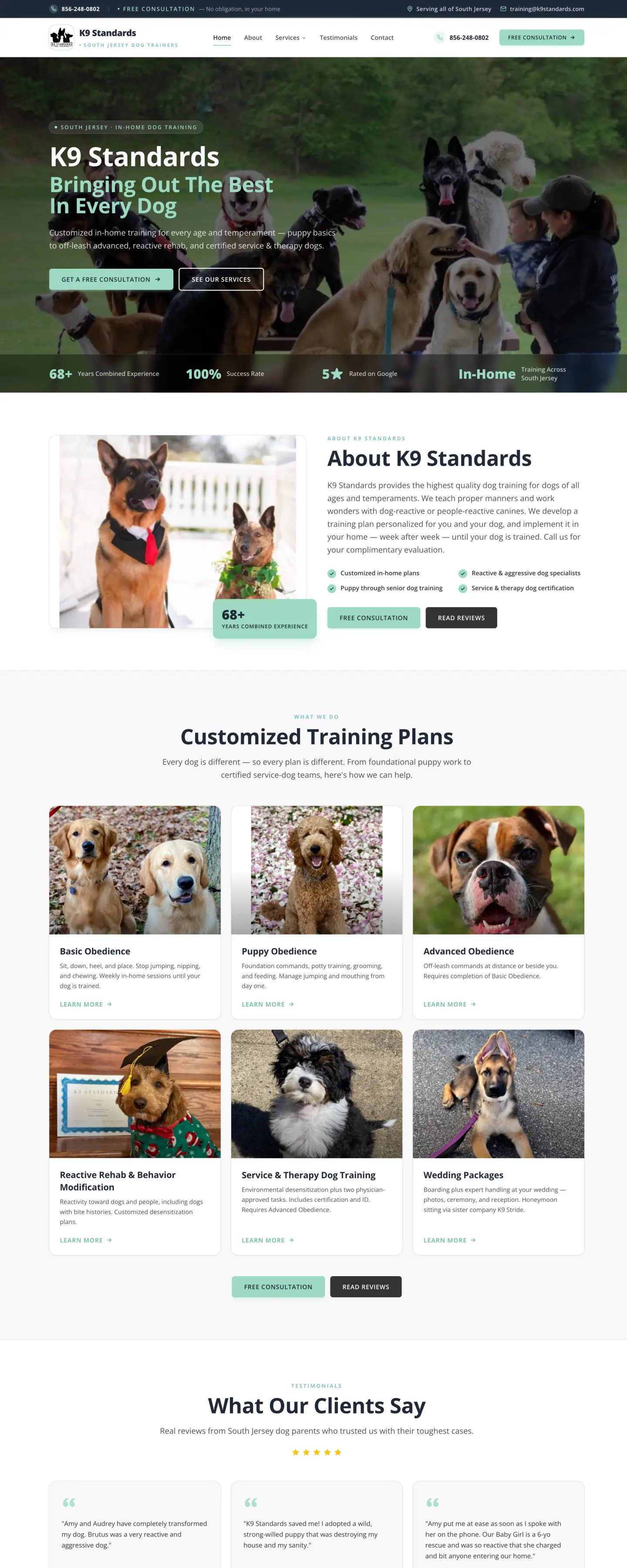 K9 Standards website, built by Lockard Design Co.